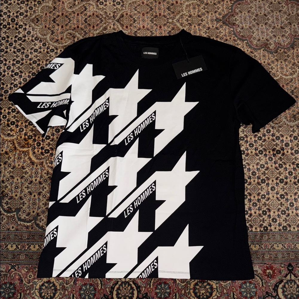 Les Hommes Monochrome Star Pattern Tee
